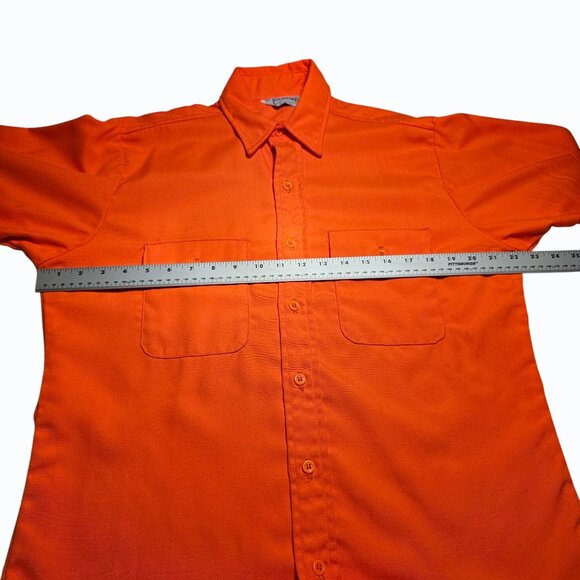VTG 80s Five Brother Flannel Shirt Men's M  Blaze Orange Safety Hunting Work USA - Picture 8 of 10